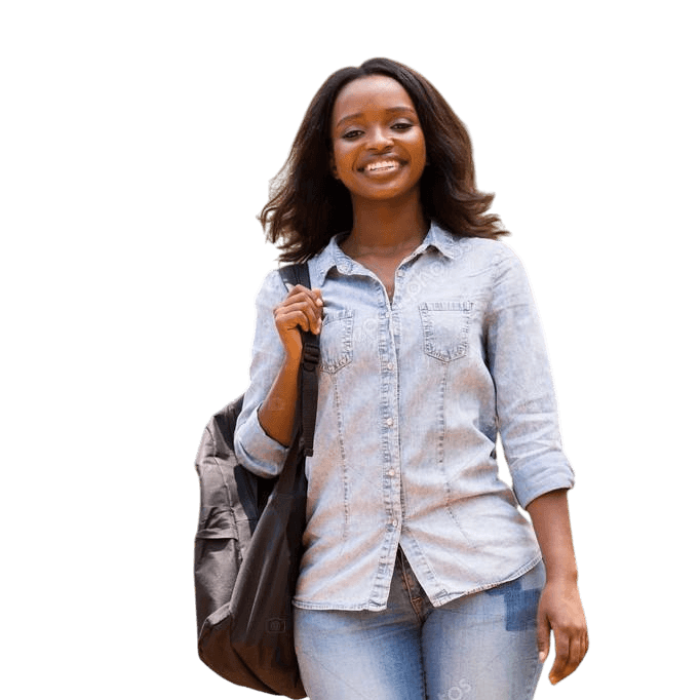 Student with backpack walking